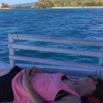 Heather exhausted from chasing Komodos