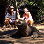 Close with the sleeping Komodo